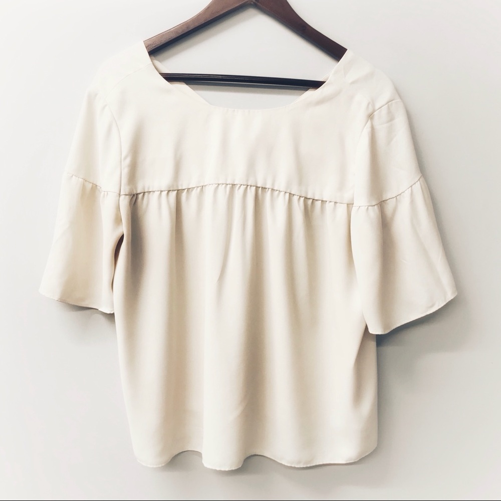 Ann Taylor sz LP Winter White Bow Back Popover